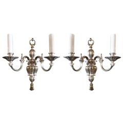 Pair of American Silver Wash Sconces