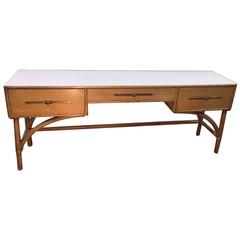 Birch and Rattan Console Table by Tommi Parzinger 4