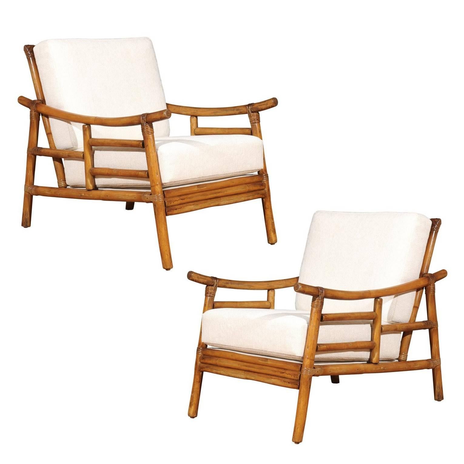 Restored Pair of Early Loungers by John Wisner for Ficks Reed