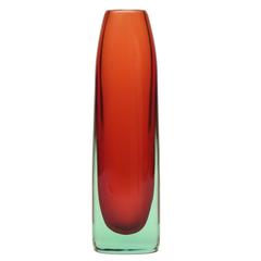 1950s Sommerso Seguso Vetri d'Arte Vase, orange and green sommerso Murano glass