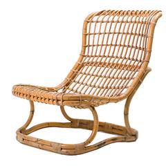 Tito Agnoli Rattan Lounge Chair for Bonacina, Italy