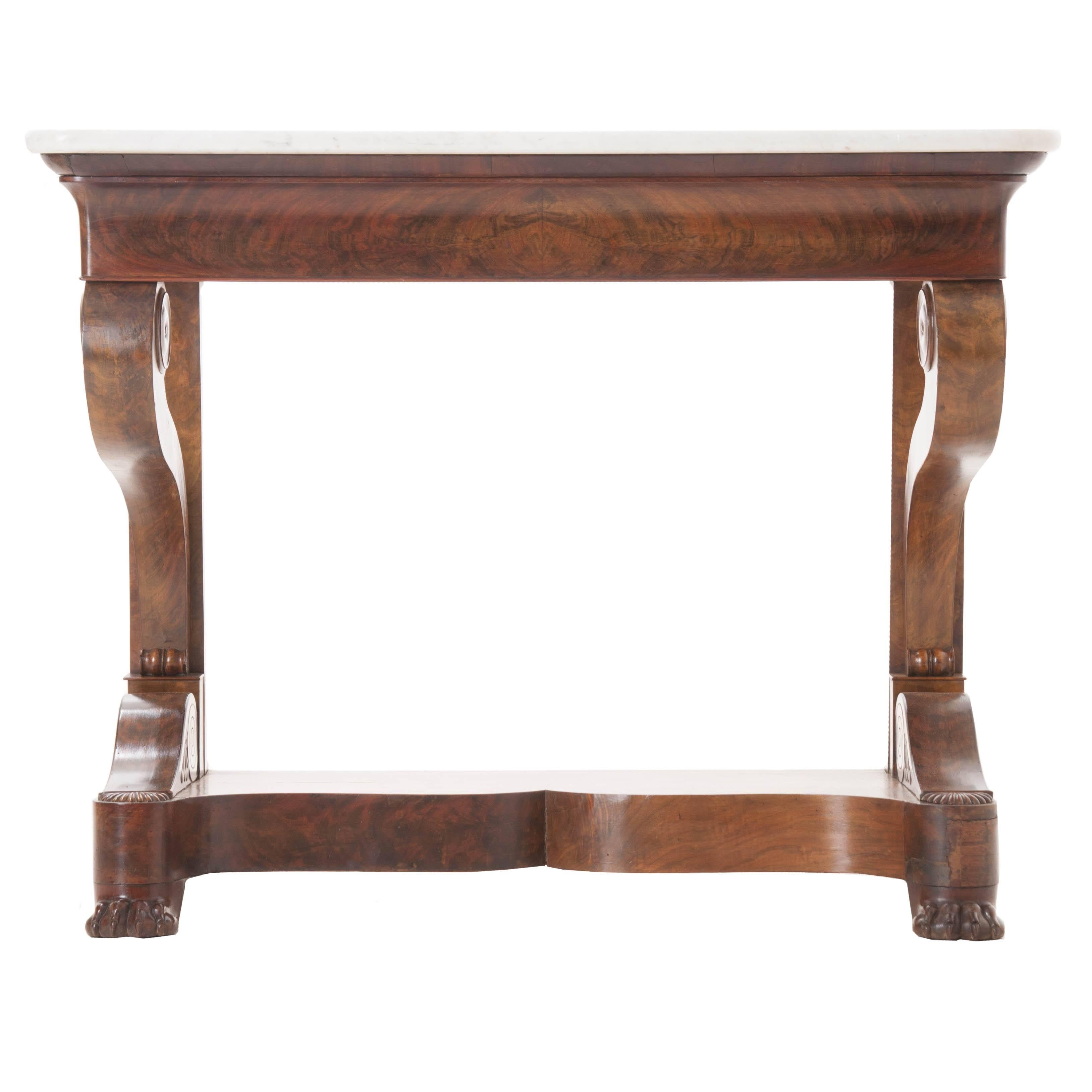French 19th Century Restoration Style Console with Marble Top