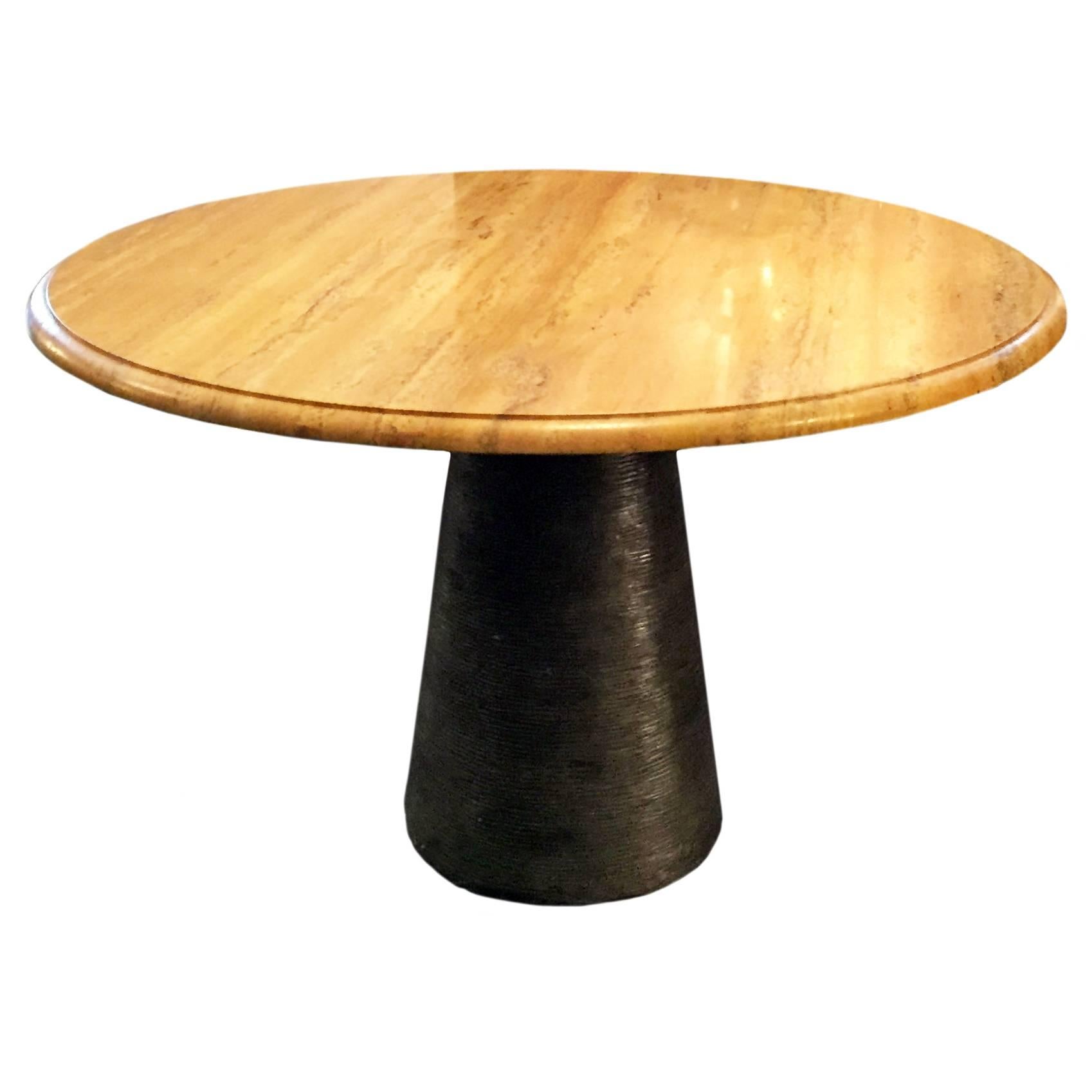 Round Center Table with Marble Top