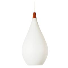 Danish Modern Frosted Glass Teardrop Pendant Lamp