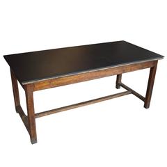 Antique French Charcuterie Slate Topped Table