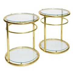 Pair of Mid-Century Regency Gold Round Side Tables