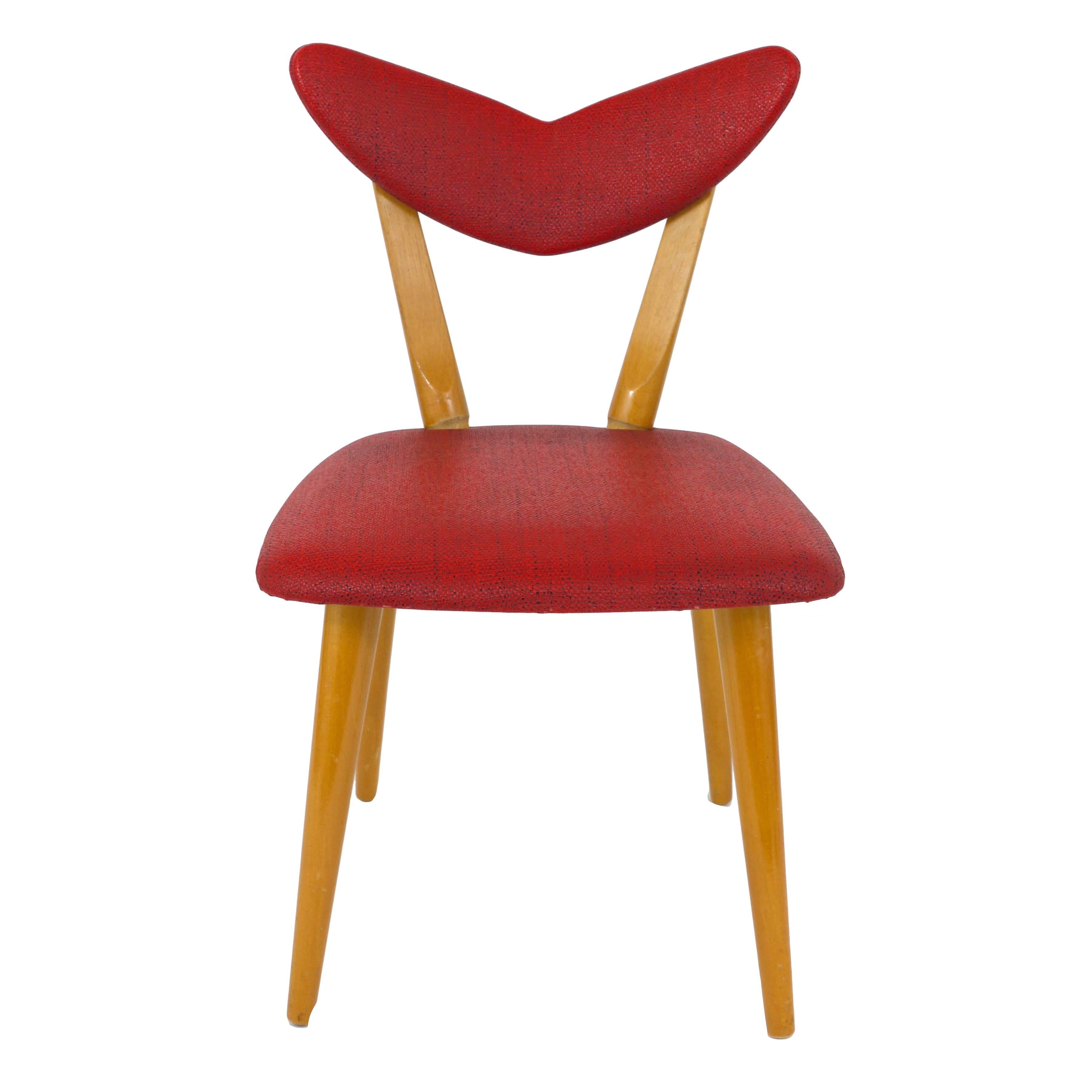 Red Heart Midcentury Childrens Chair, Austria, 1950s