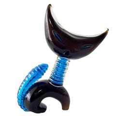Italian Murano Art Glass Black Cat Sculpture 7
