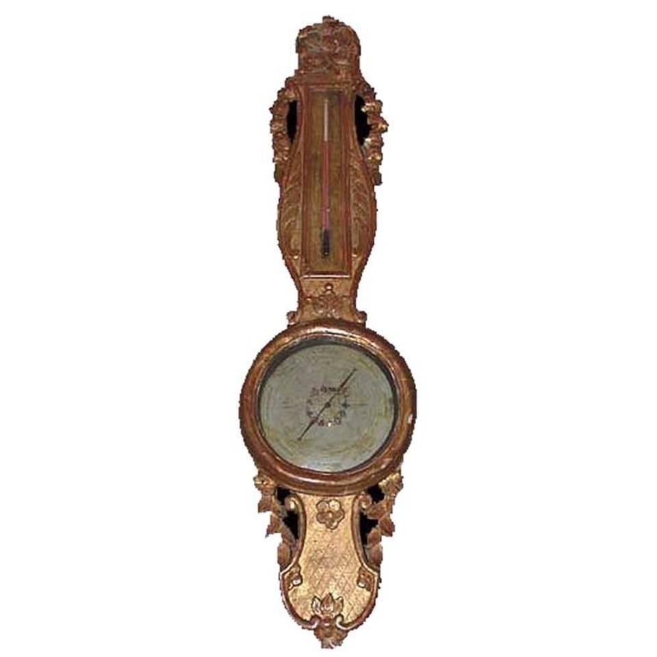Louis XVI Style Giltwood Thermometer/ Barometer