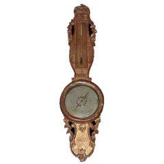 Thermometer/Barometer aus vergoldetem Holz im Louis-XVI.-Stil