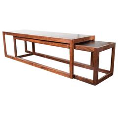 Mid-Century Nesting Cocktail Tables by Jens Risom in Walnut & Black Laminate