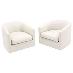 Pair of Barrel Back Swivel Chairs with New Upholstery