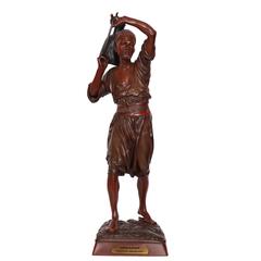 Patinated Bronze Orientalist Figure of a Water Carrier Signed Holin