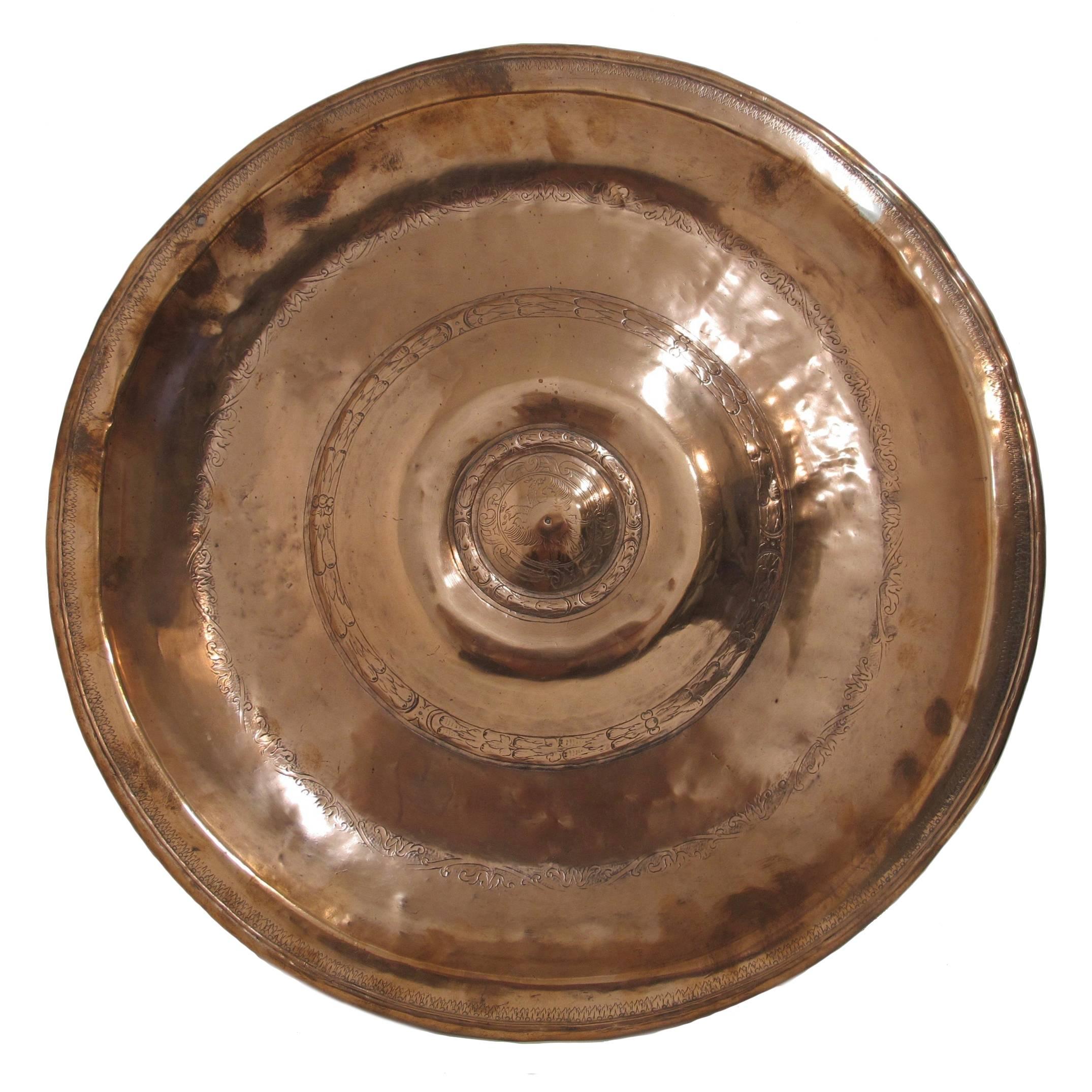 17th Century Copper Alms Plate For Sale