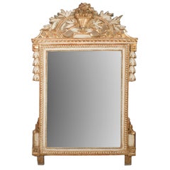 Gilt White Gesso Napoleon III Mirror with Urn and Laurel Wreath Decoration