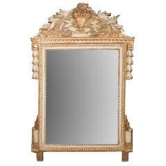 Gilt White Gesso Napoleon III Mirror with Urn and Laurel Wreath Decoration 7