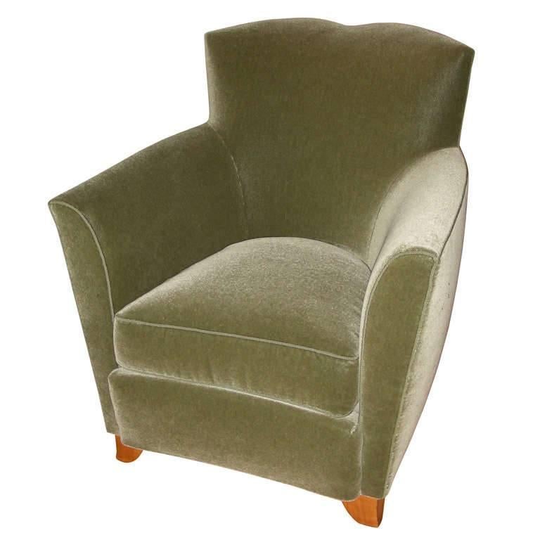 Dominique Mohair Velvet Chair For Sale