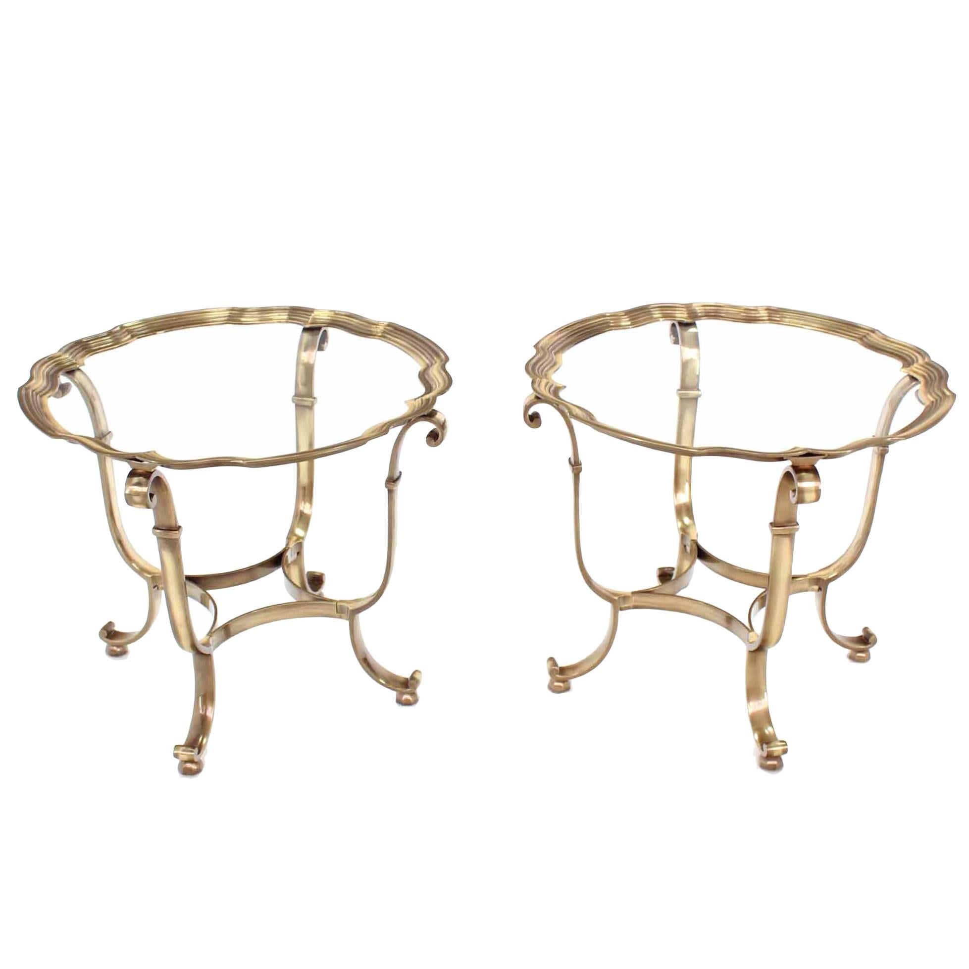 Pair of Round Scalloped Edge Side Tables For Sale