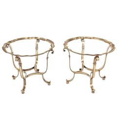 Vintage Pair of Round Scalloped Edge Side Tables