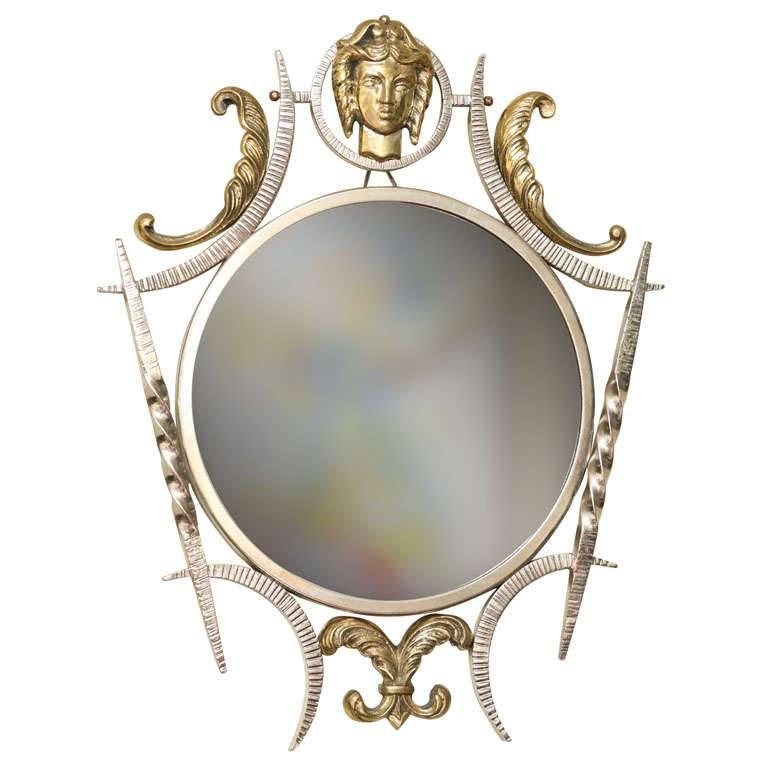 G. Poillerat Style French Art Deco Metal Mirror