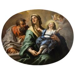 Impressive 17th Century Oval Oil on Canvas by Paolo de Matteis