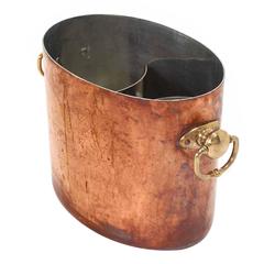 Hammered Copper Ice Bucket Wine Cooler with Brass Handels