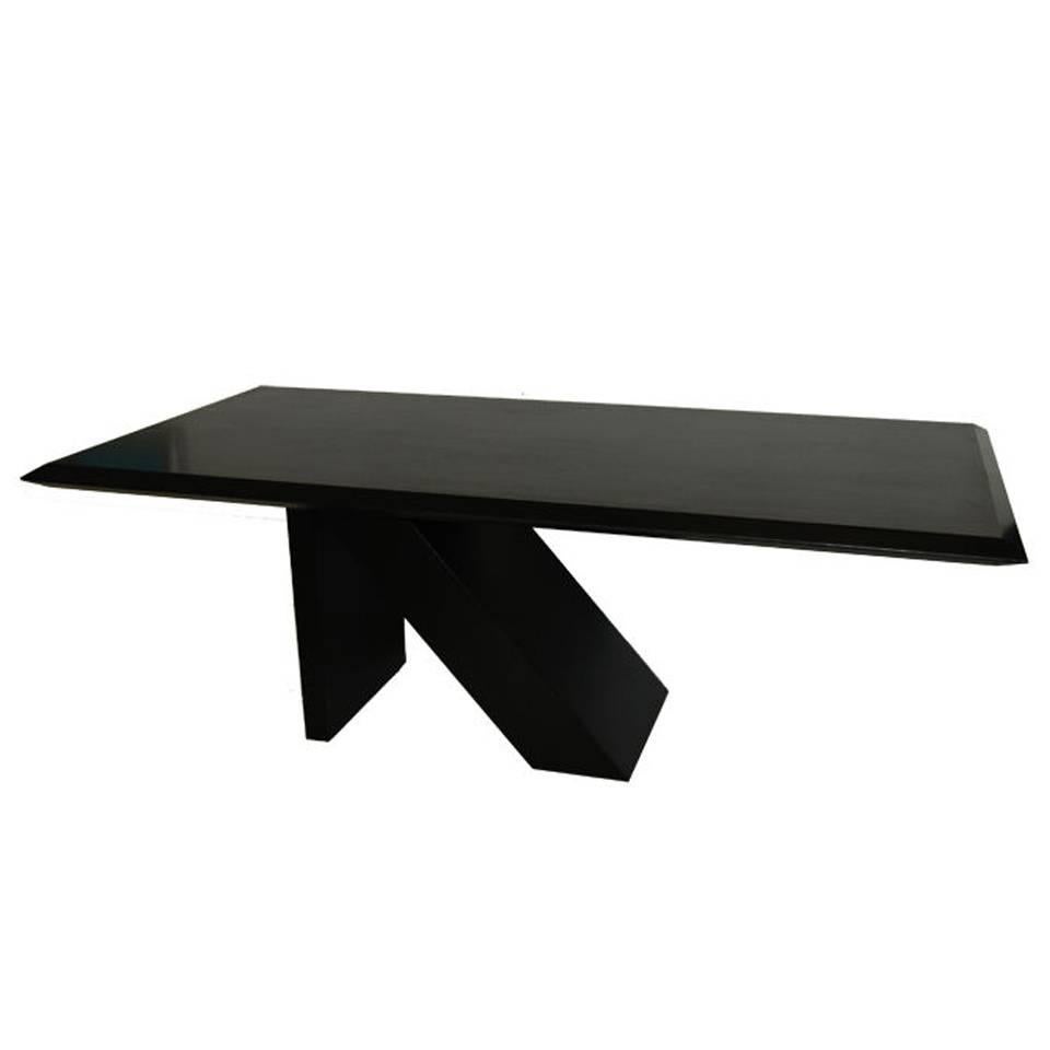 Wood and Steel Dining Table For Sale