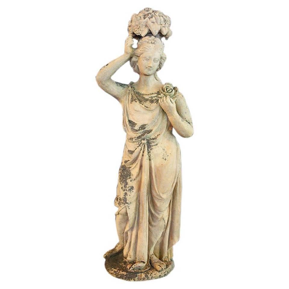 English Garden Statue of a Maiden - of Terra Cotta