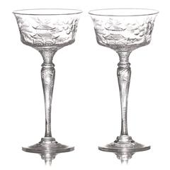 Set of 14 Stevens & Williams Superb Chinoiserie Champagne Goblets 1