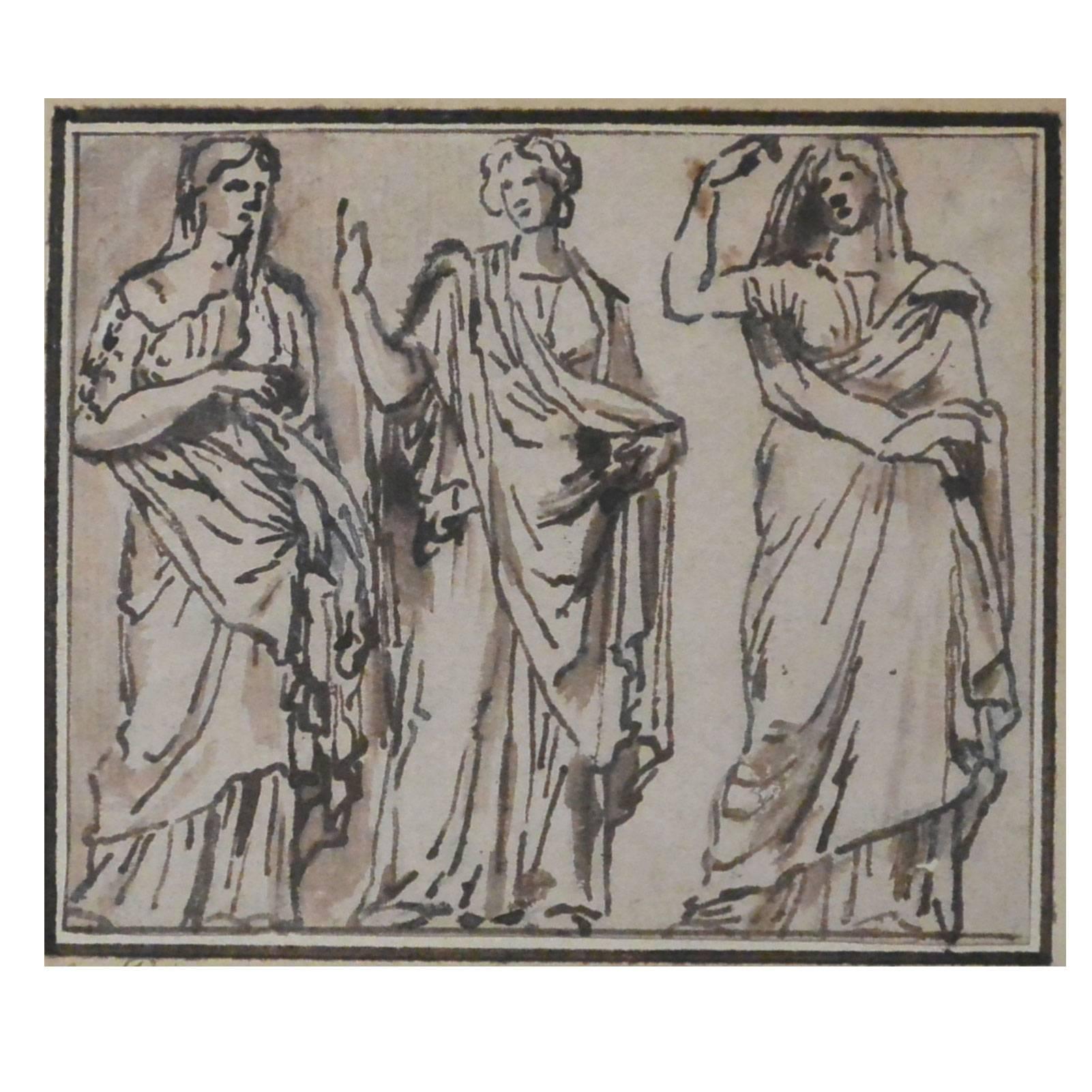 Étude à l'encre figurative Parmigianino en vente