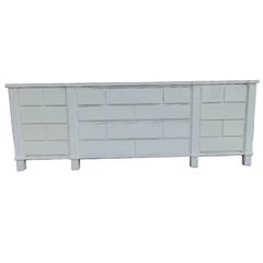 Large Mid-Century White Lacquered Credenza
