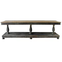 19th Century Long Spanish Drapers Table with Column Legs