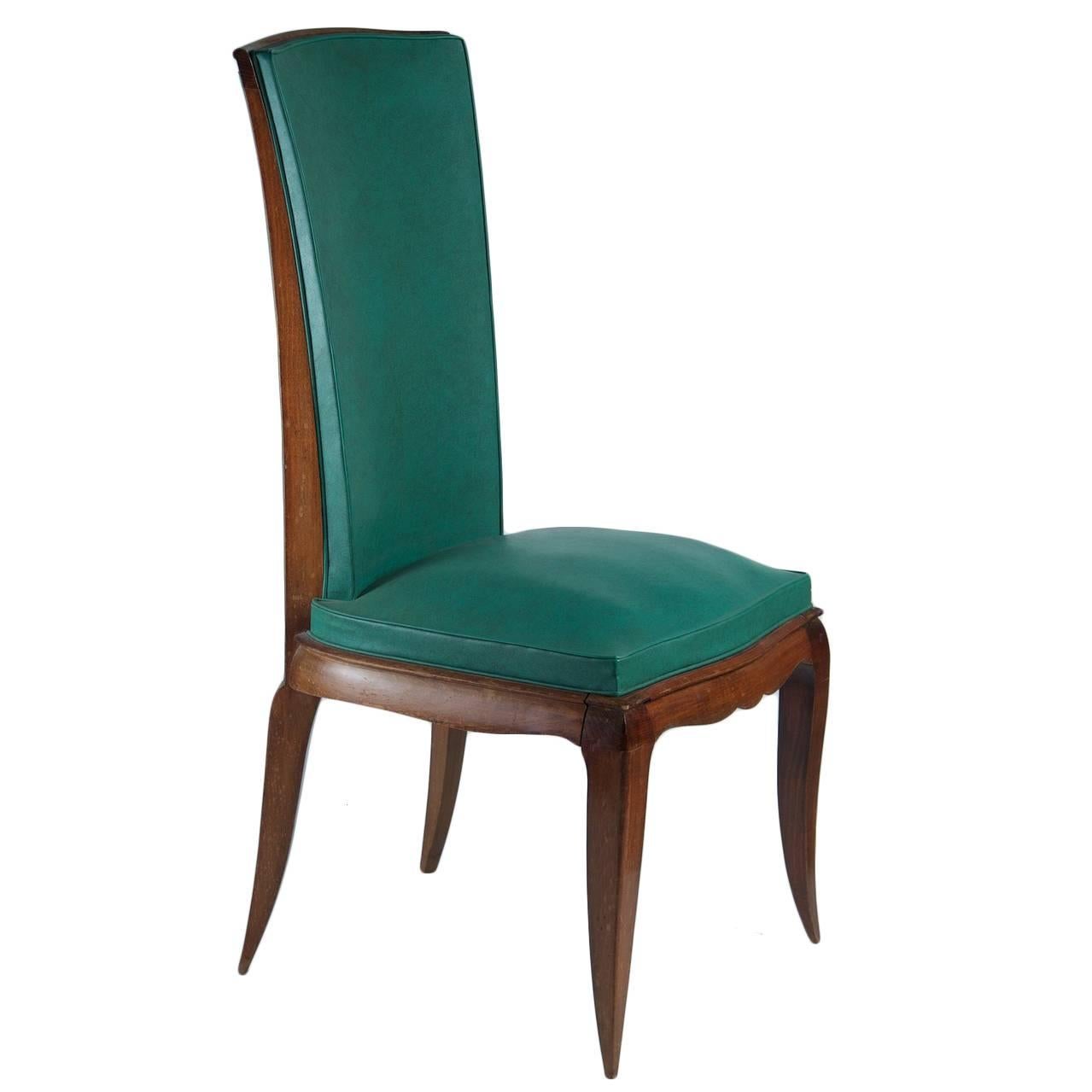 René Prou Set of Six Dining Chairs in Beech For Sale