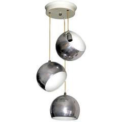Italian Mid-century Modern Adjustable 3 Ball Suspension Pendant by Stilnovo 10