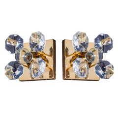 Pair of Exquisite Crystal Flower Sconces by Christoph Palme