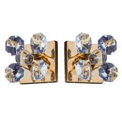 Pair of Exquisite Crystal Flower Sconces by Christoph Palme