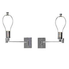 Pair of Georg W. Hansen Chrome Swing Arm Wall Mounted Lamps