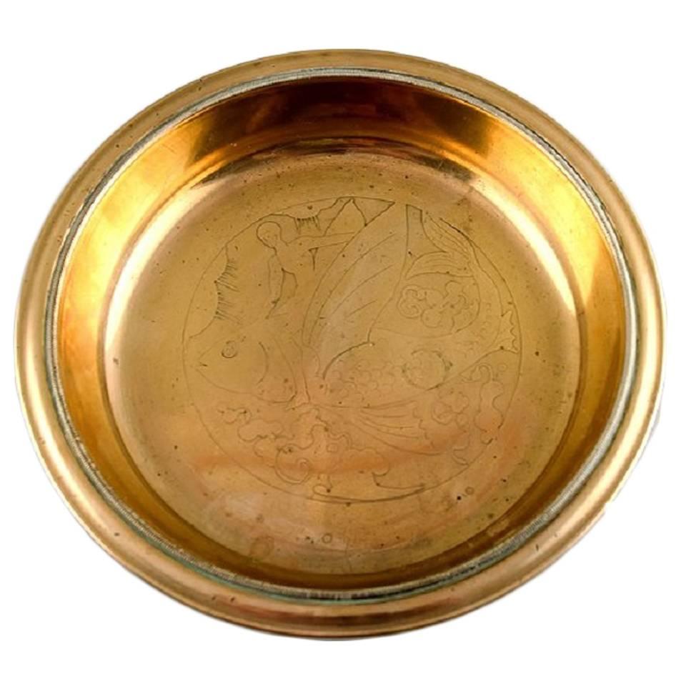 Just Andersen Art Deco Bronze Bowl with FlyingFfish