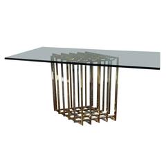 Pierre Cardin Sculptural Grid Brass and Chrome Table 10