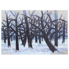 Gabor Peterdi Modernist Oil Painting, Winter II at 1stDibs