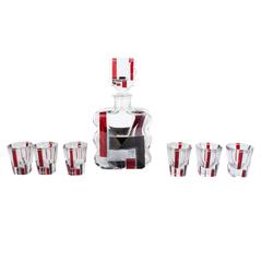 Cubist Czech Art Deco Crystal Decanter and Shot Glass Set