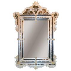 Beautiful Venetian Etched Glass Mirror