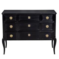 Irwin Black Lacquered Georgian Style Chest of Drawers