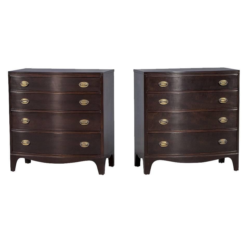 Pair of Heritage Henredon Bow Front Chests For Sale at 1stdibs