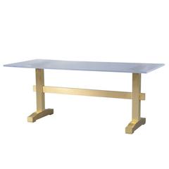 Dining Table with Acrylic Top on Brass Base