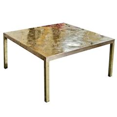 Superb Mid-Century Cast Bronze Square Coffee Table, Tom Greene Curtis Jere Era