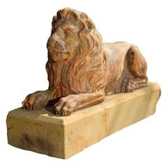 Regal Recumbent Fireclay Lion, English, 19th Century