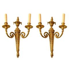 Pair of Bronze Doré Louis XVI Appliques