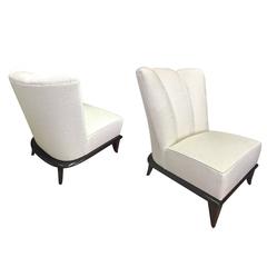 Etienne Henri Martin Rare Pair of Comfortable of Sleeveless Chairs Newly Covered 8