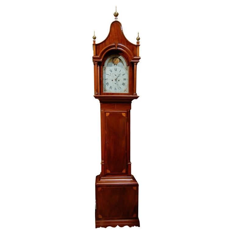 18thc George III Satinwood Tall Case Clock For Sale